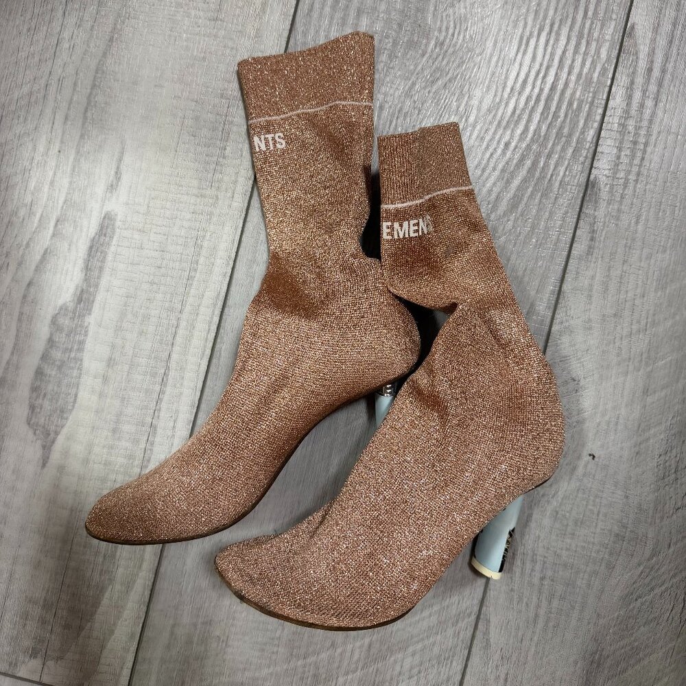 Vetements lighter boot heels in beige glitter